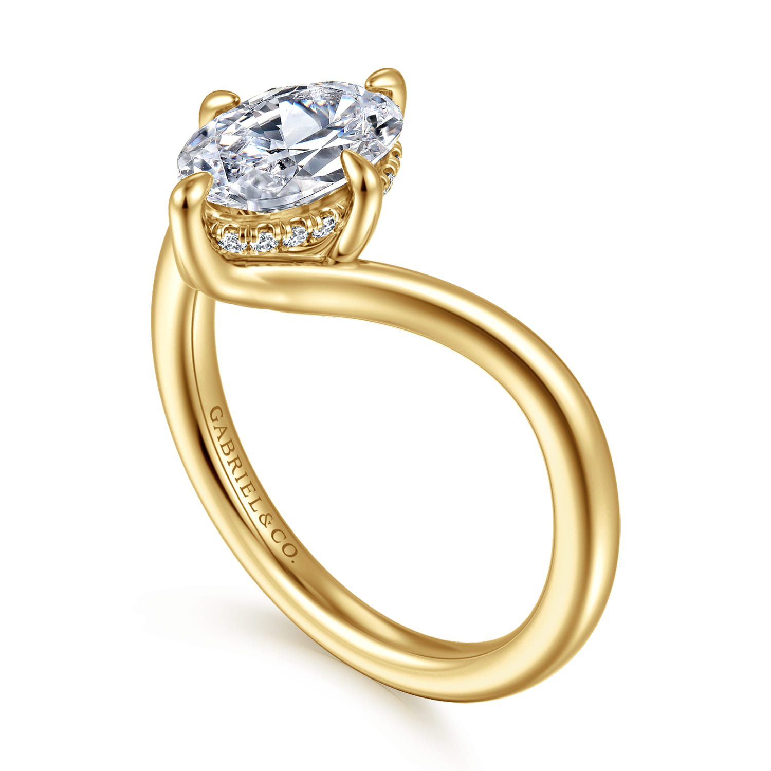 Cosmic - 14K Yellow Gold Oval Shape Diamond Engagement Ring - 0.06 ct - Shot 3