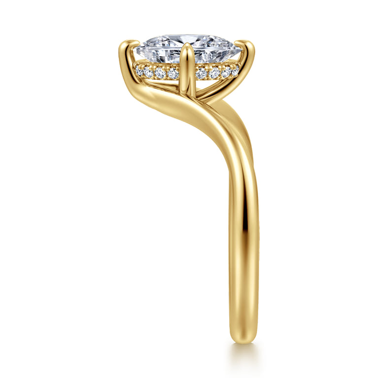 Cosmic - 14K Yellow Gold Oval Shape Diamond Engagement Ring - 0.06 ct - Shot 4