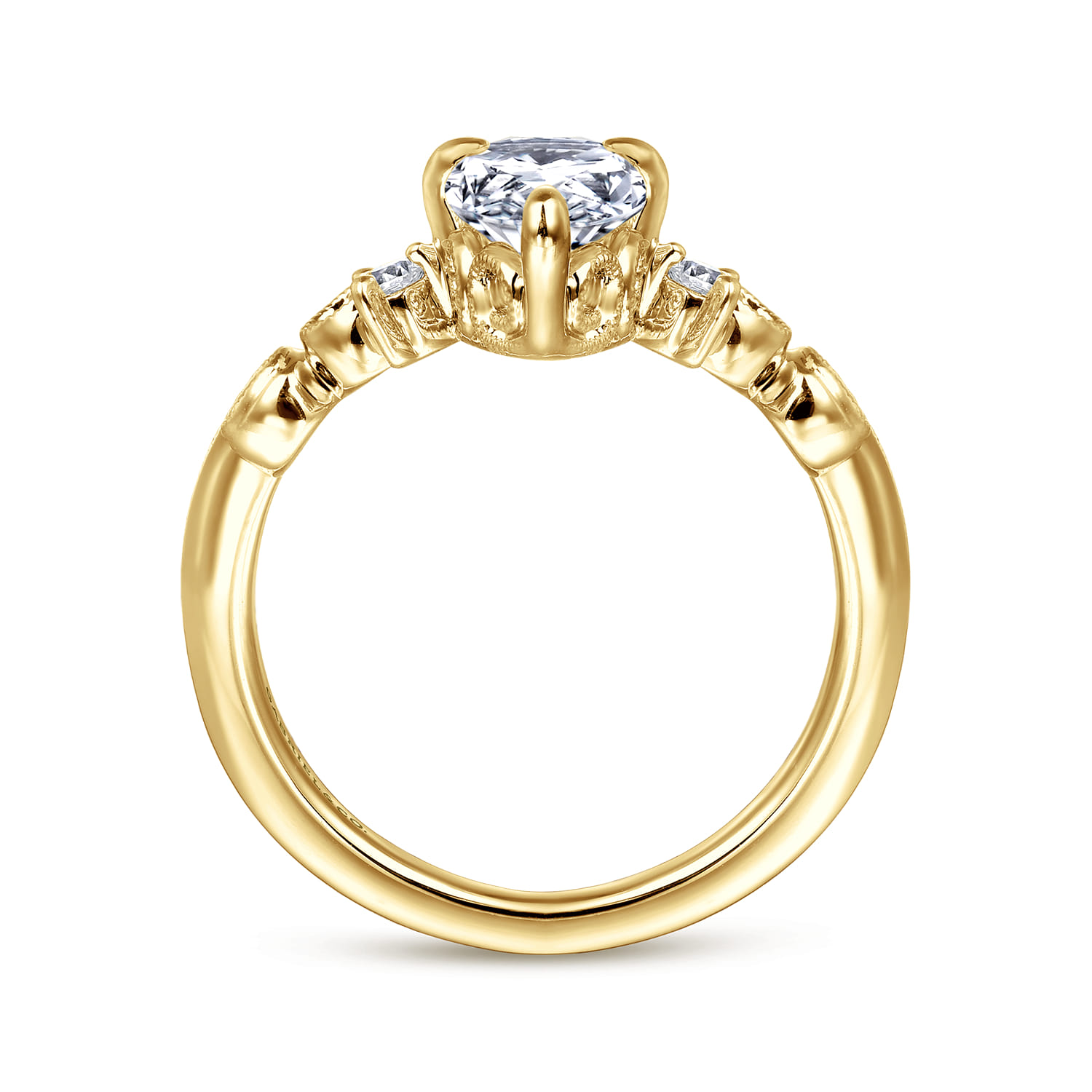 Russo - 14K Yellow Gold Pear Shape Chevron Engagement Ring - 0.06 ct - Shot 2