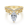 Russo - 14K Yellow Gold Pear Shape Chevron Engagement Ring - 0.06 ct