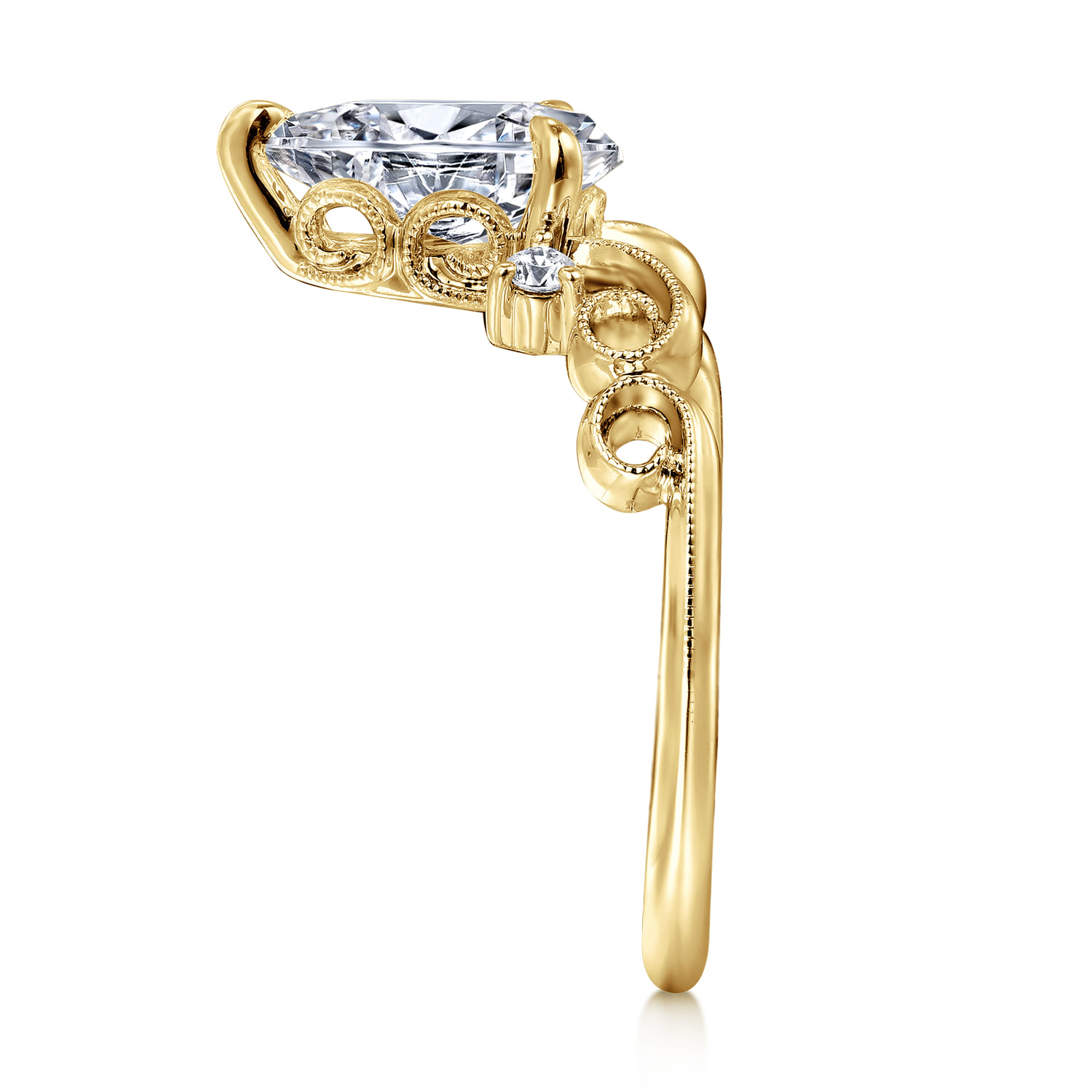 Russo - 14K Yellow Gold Pear Shape Chevron Engagement Ring - 0.06 ct - Shot 5