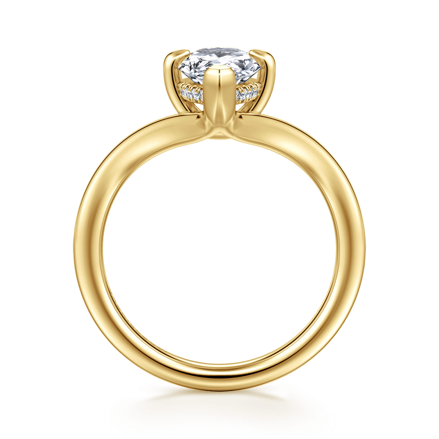 Cosmic - 14K Yellow Gold Pear Shape Diamond Engagement Ring - 0.06 ct - Shot 2