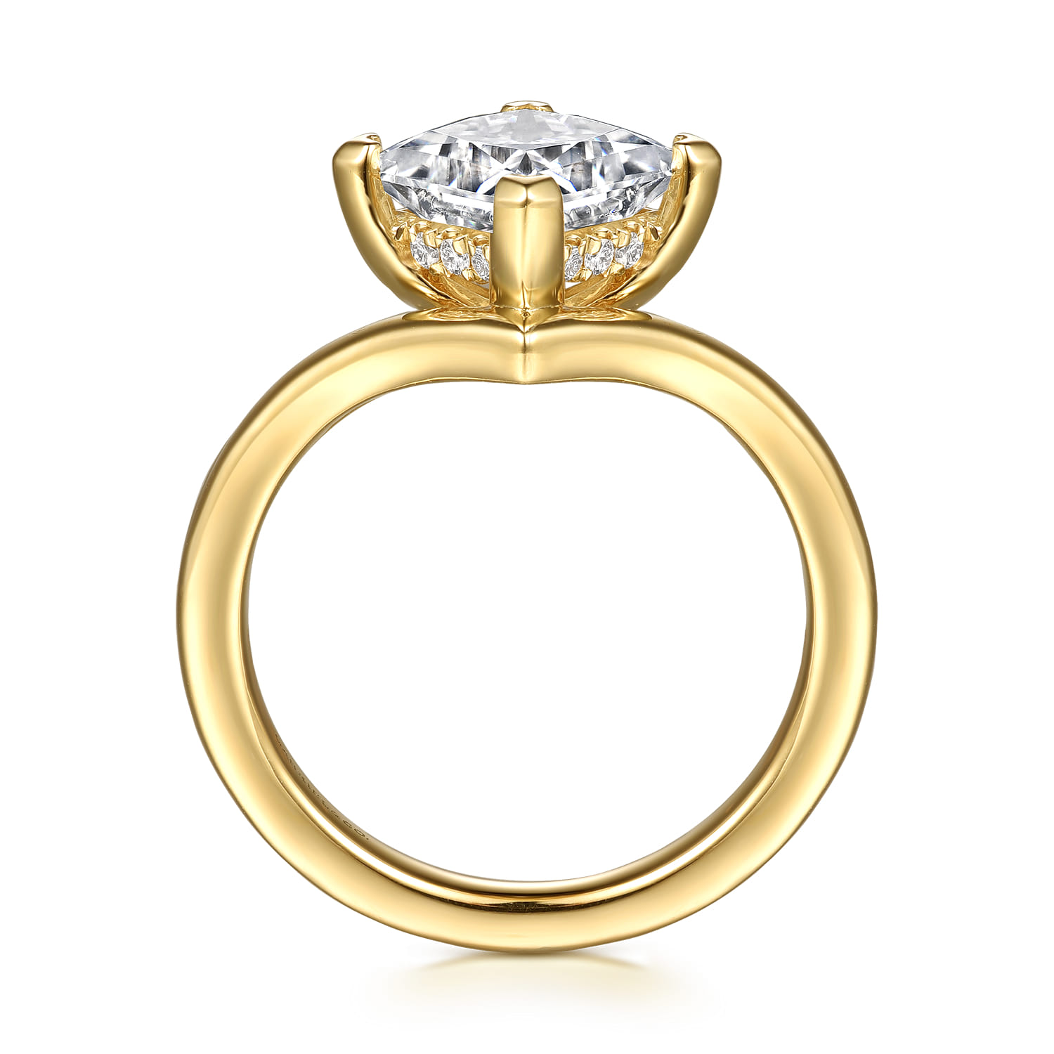 Dante - 14K Yellow Gold Chevron Princess Cut Diamond Engagement Ring - 0.07 ct - Shot 2