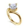 Dante - 14K Yellow Gold Chevron Princess Cut Diamond Engagement Ring - 0.07 ct