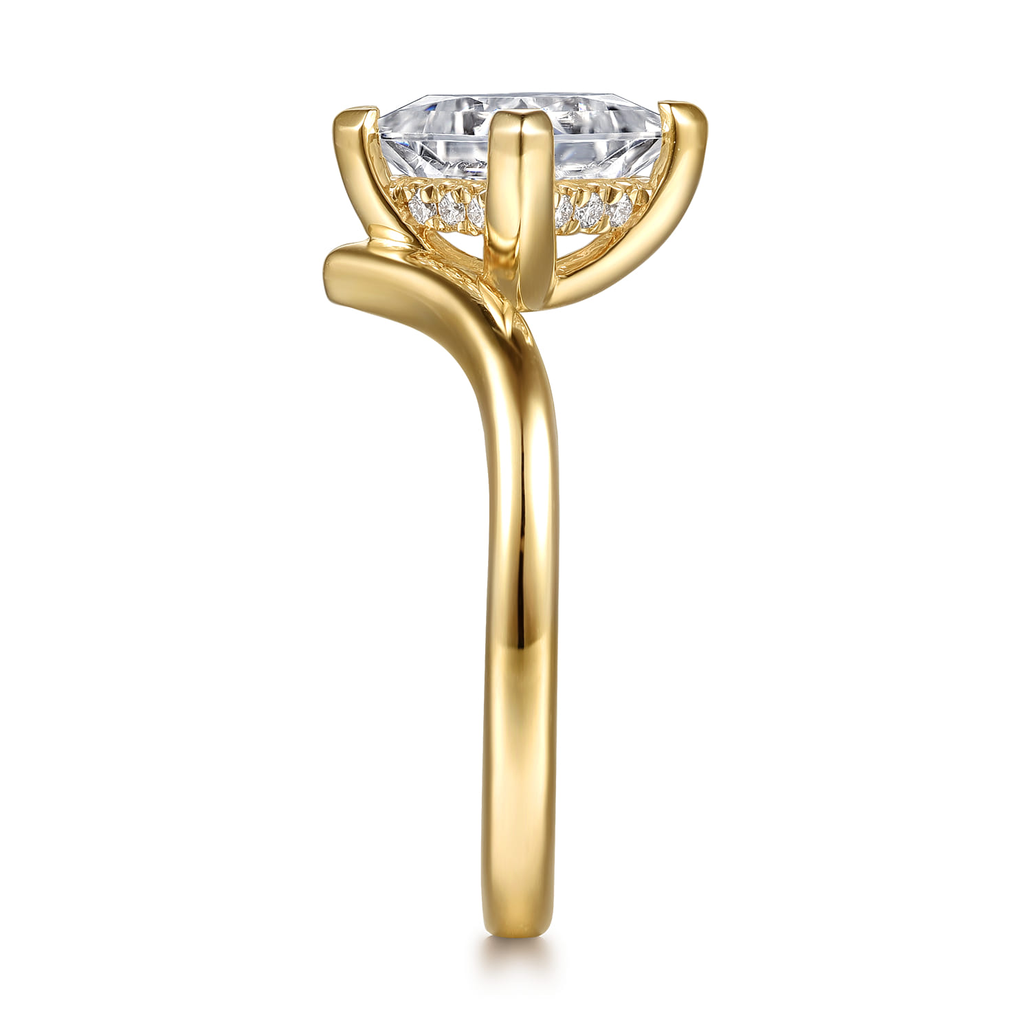 Dante - 14K Yellow Gold Chevron Princess Cut Diamond Engagement Ring - 0.07 ct - Shot 5