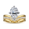 Crista - 14K White-Yellow Gold Chevron Compass Prong Oval Diamond Engagement Ring - 0.25 ct