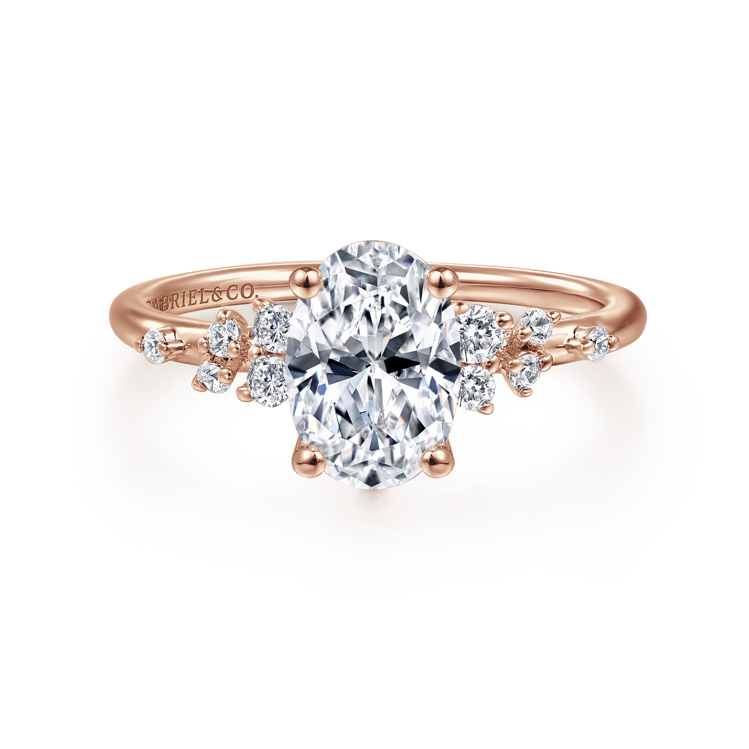 Reena - 14K Rose Gold Oval Diamond Engagement Ring - 0.18 ct - Shot 1
