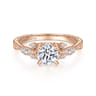 Solene - Vintage Inspired 14K Rose Gold Round Diamond Engagement Ring - 0.13 ct