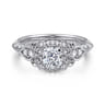 Abel - Unique 14K White Gold Vintage Inspired Cushion Halo Diamond Engagement Ring - 0.3 ct