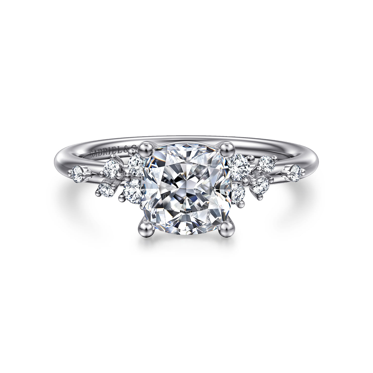 Reena - 14K White Gold Cushion Cut Diamond Engagement Ring - 0.18 ct - Shot 1