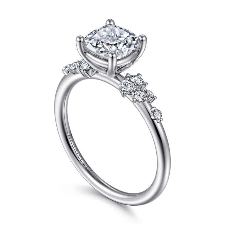 Reena - 14K White Gold Cushion Cut Diamond Engagement Ring - 0.18 ct - Shot 3