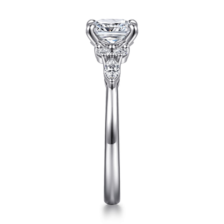 Avah - 14K White Gold Cushion Cut Diamond Cluster Engagement Ring - 0.28 ct - Shot 4