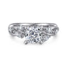 Charlina - 14K White Gold Floral Cushion Cut Diamond Engagement Ring - 0.35 ct
