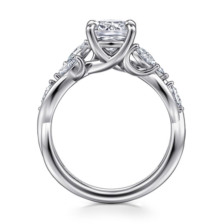 Charlina - 14K White Gold Floral Cushion Cut Diamond Engagement Ring - 0.35 ct - Shot 2