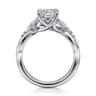 Charlina - 14K White Gold Floral Cushion Cut Diamond Engagement Ring - 0.35 ct