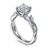 Charlina - 14K White Gold Floral Cushion Cut Diamond Engagement Ring - 0.35 ct