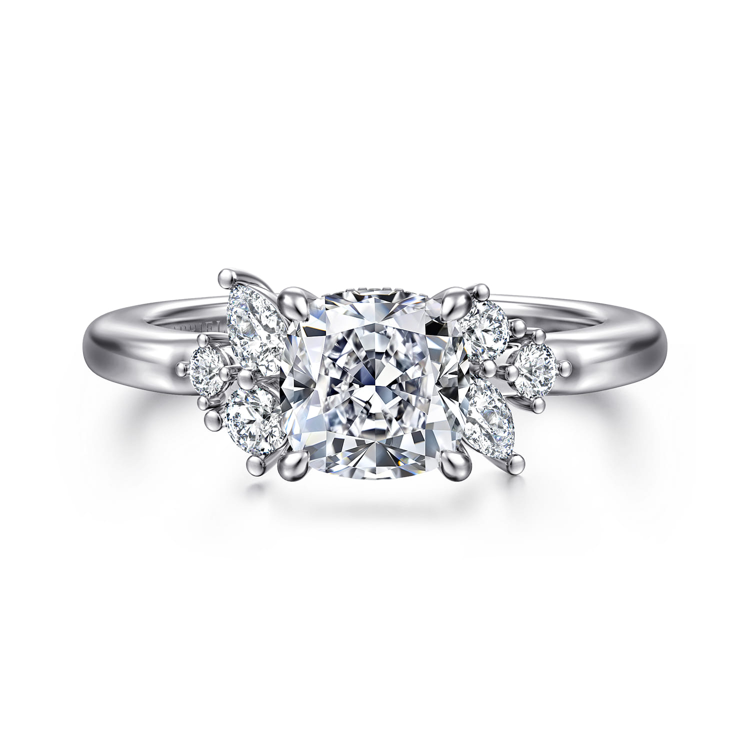 Caye - 14K White Gold Cushion Cut Diamond Engagement Ring - 0.7 ct - Shot 1