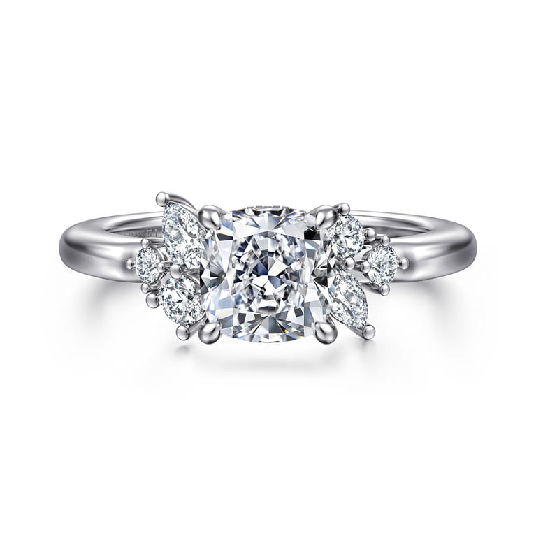 Caye - 14K White Gold Cushion Cut Diamond Engagement Ring - 0.7 ct - Shot 1