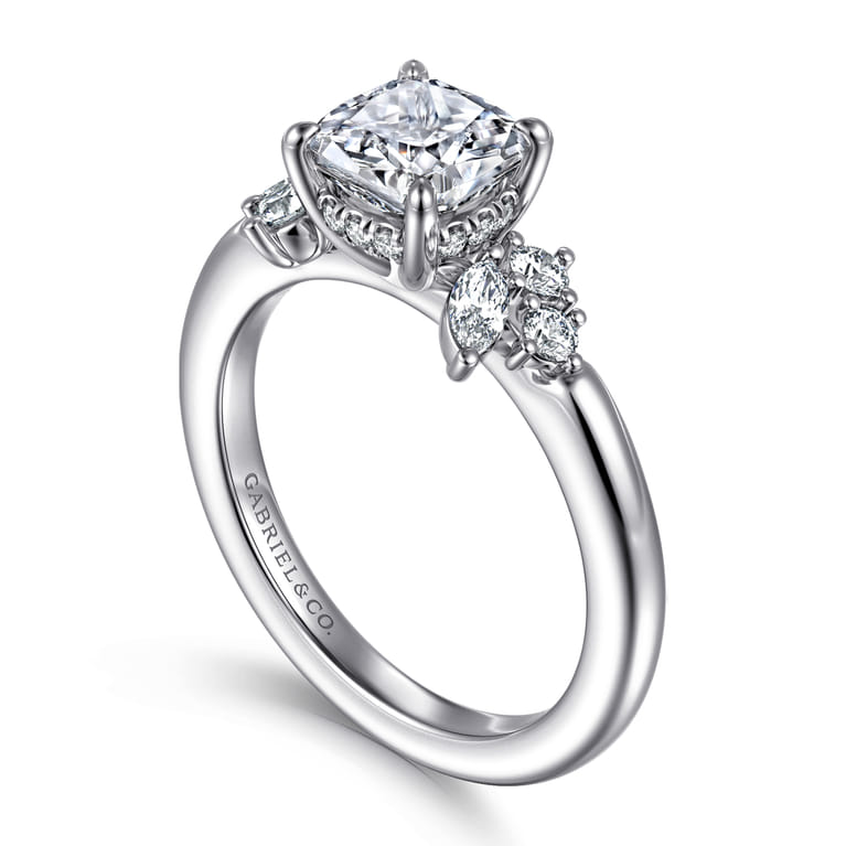 Caye - 14K White Gold Cushion Cut Diamond Engagement Ring - 0.7 ct - Shot 3