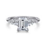 Reena - 14K White Gold Emerald Cut Diamond Engagement Ring - 0.18 ct