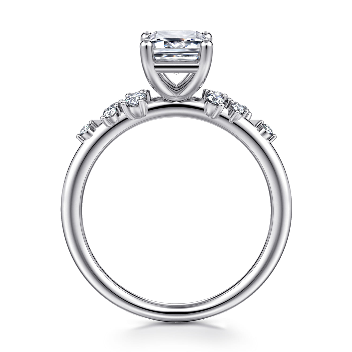 Reena - 14K White Gold Emerald Cut Diamond Engagement Ring - 0.18 ct - Shot 2