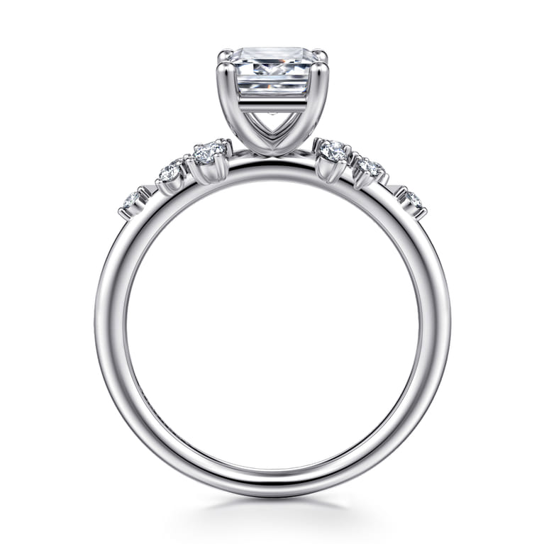 Reena - 14K White Gold Emerald Cut Diamond Engagement Ring - 0.18 ct - Shot 2