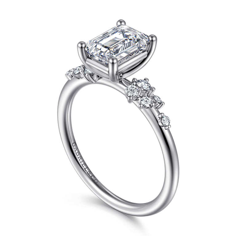 Reena - 14K White Gold Emerald Cut Diamond Engagement Ring - 0.18 ct - Shot 3