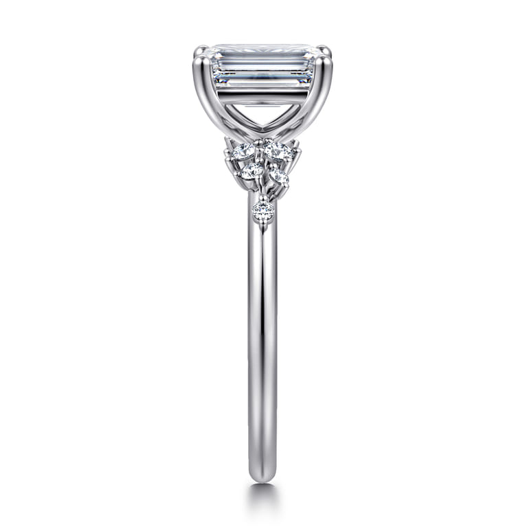 Reena - 14K White Gold Emerald Cut Diamond Engagement Ring - 0.18 ct - Shot 4