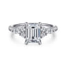 Avah - 14K White Gold Emerald Cut Diamond Cluster Engagement Ring - 0.28 ct