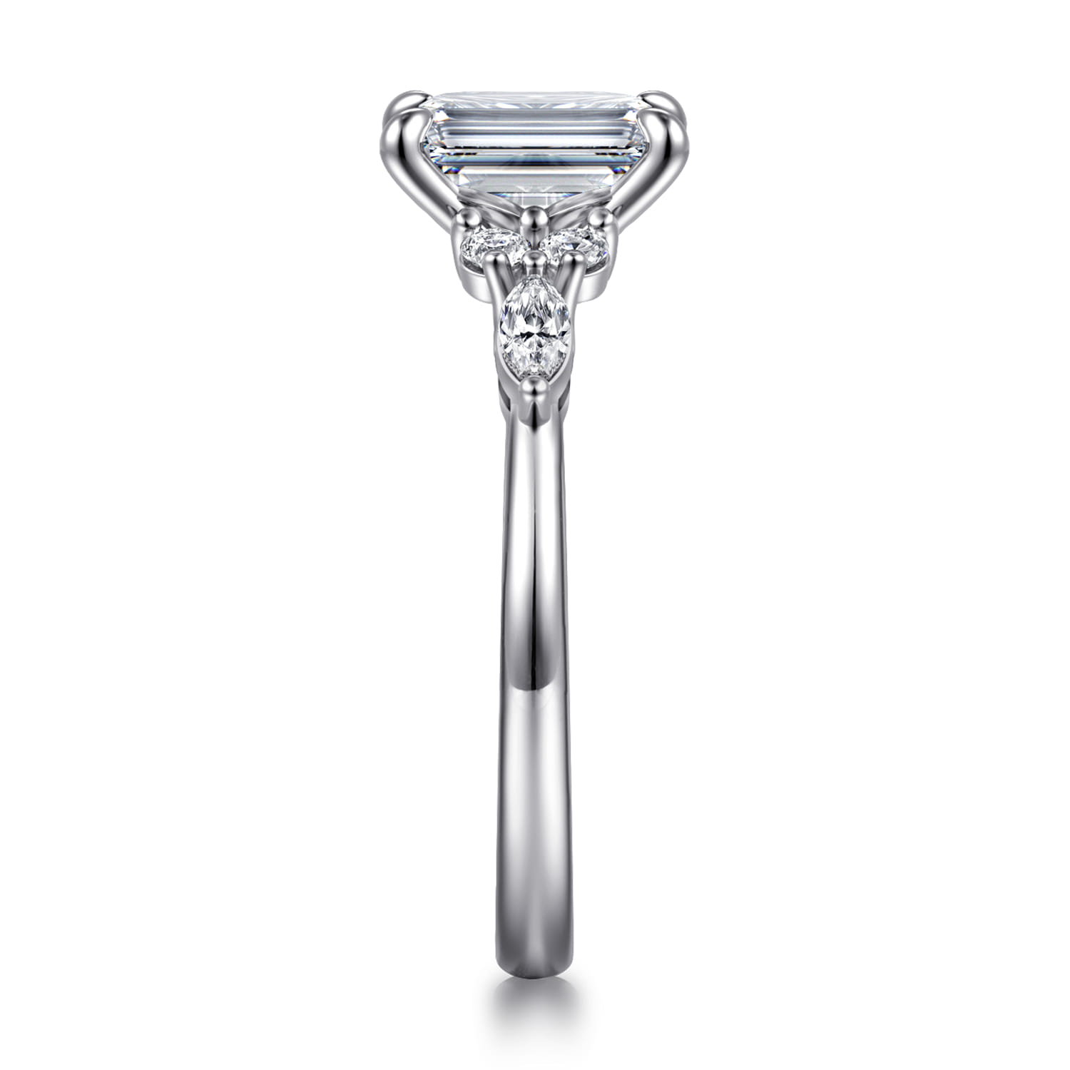 Avah - 14K White Gold Emerald Cut Diamond Cluster Engagement Ring - 0.28 ct - Shot 4