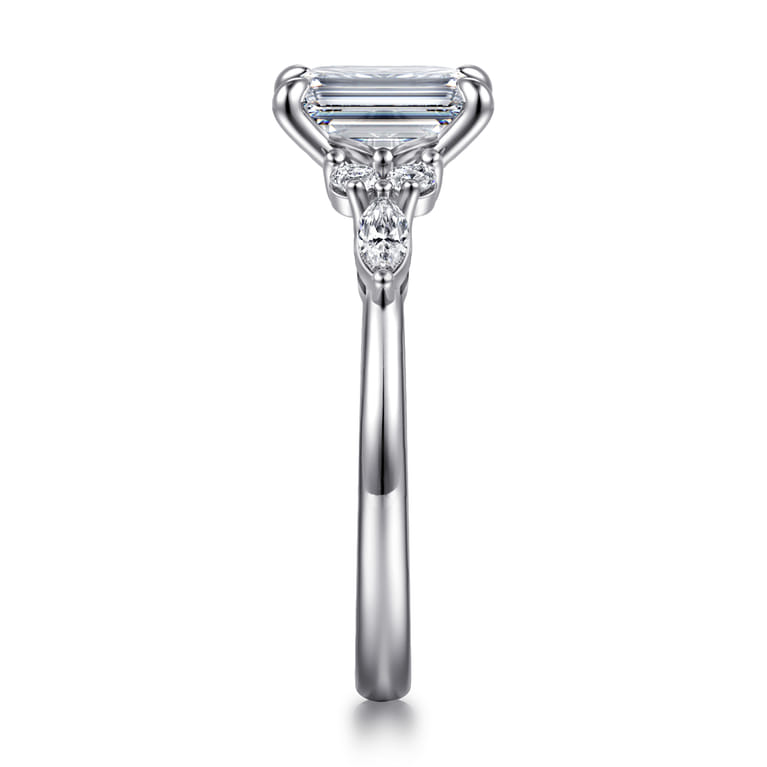 Avah - 14K White Gold Emerald Cut Diamond Cluster Engagement Ring - 0.28 ct - Shot 4