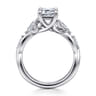 Charlina - 14K White Gold Floral Emerald Cut Diamond Engagement Ring - 0.35 ct