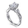 Charlina - 14K White Gold Floral Emerald Cut Diamond Engagement Ring - 0.35 ct