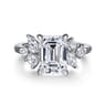 Caye - 14K White Gold Emerald Cut Diamond Engagement Ring - 0.7 ct