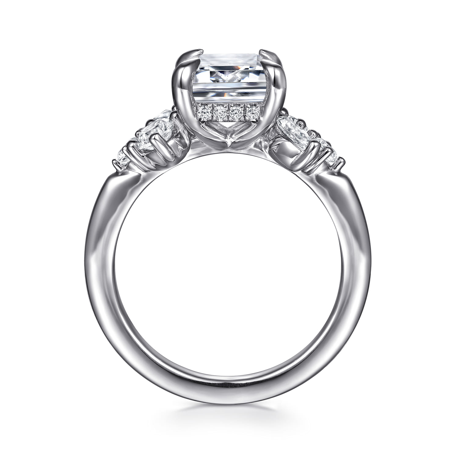 Caye - 14K White Gold Emerald Cut Diamond Engagement Ring - 0.7 ct - Shot 2