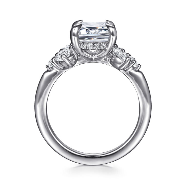 Caye - 14K White Gold Emerald Cut Diamond Engagement Ring - 0.7 ct - Shot 2
