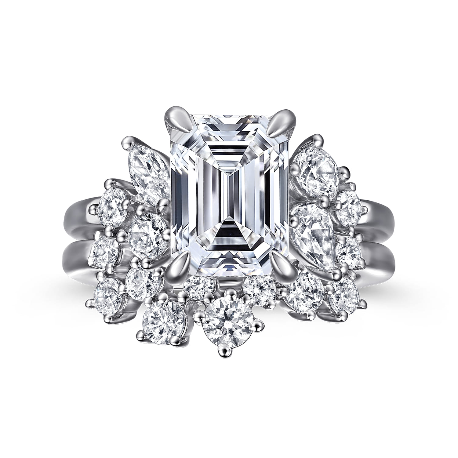 Caye - 14K White Gold Emerald Cut Diamond Engagement Ring - 0.7 ct - Shot 4