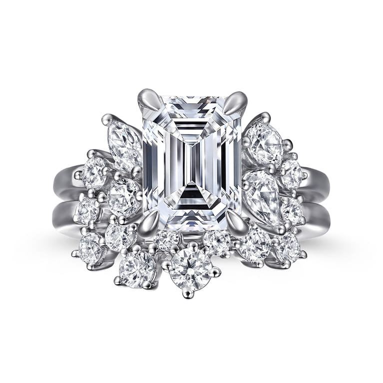 Caye - 14K White Gold Emerald Cut Diamond Engagement Ring - 0.7 ct - Shot 4