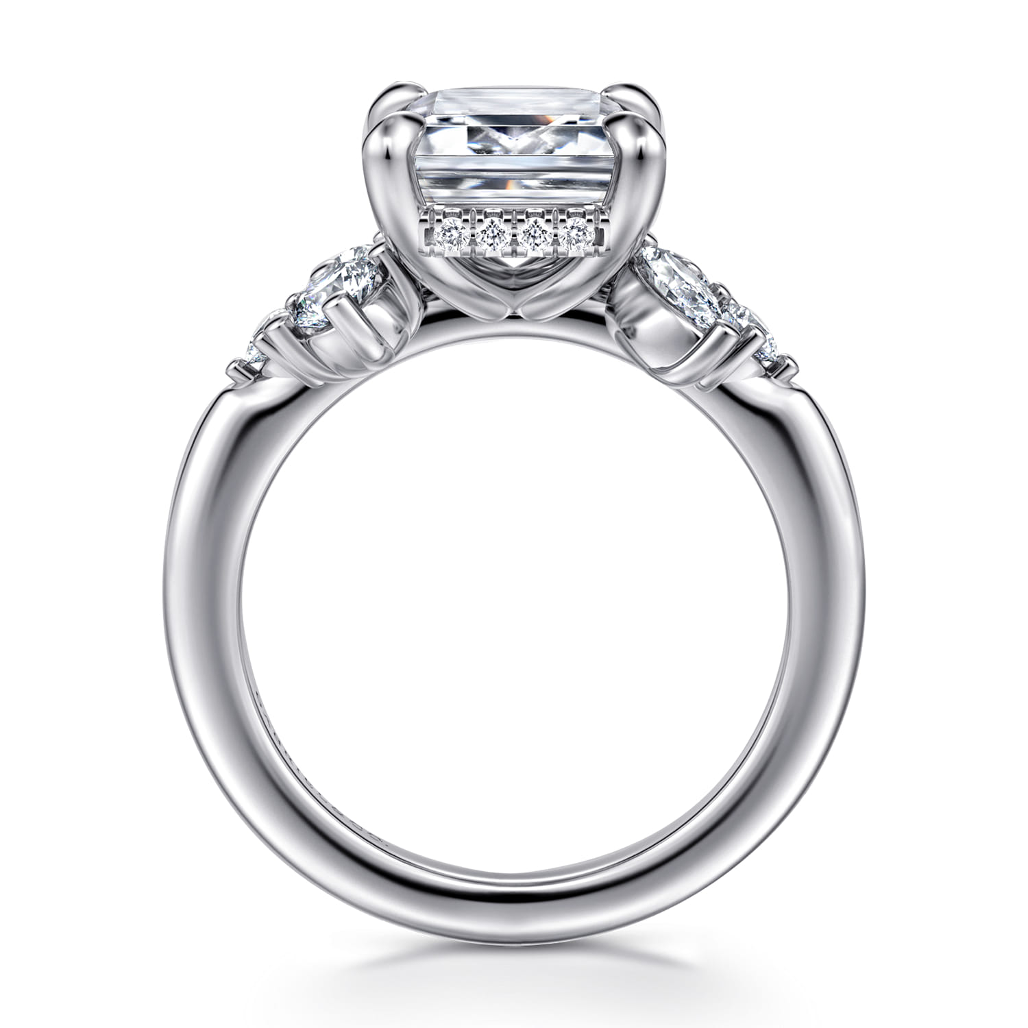 Caye - 14K White Gold Emerald Cut Diamond Engagement Ring - 0.7 ct - Shot 2