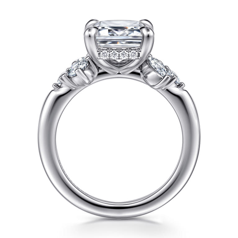 Caye - 14K White Gold Emerald Cut Diamond Engagement Ring - 0.7 ct - Shot 2