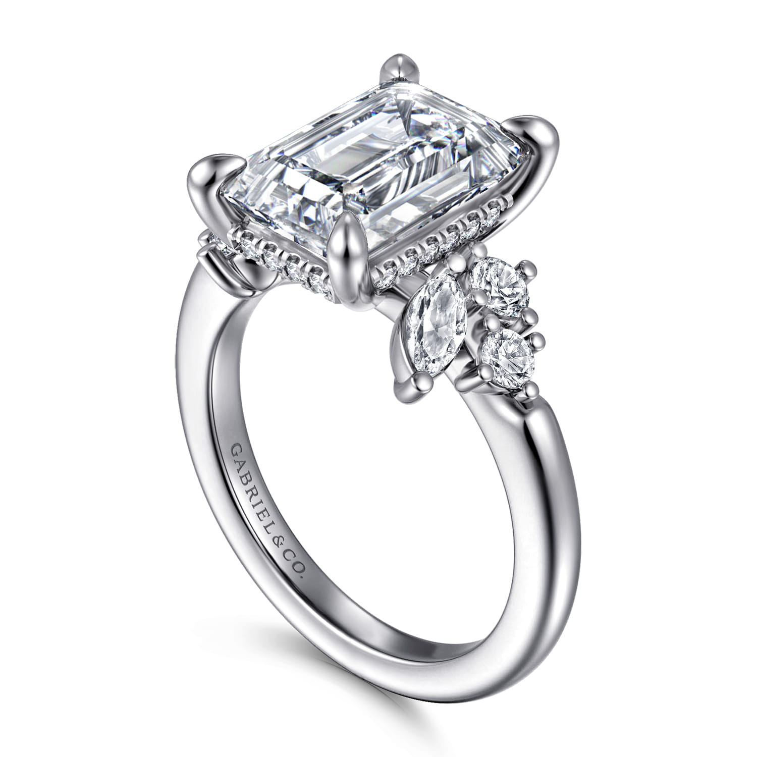Caye - 14K White Gold Emerald Cut Diamond Engagement Ring - 0.7 ct - Shot 3