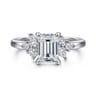 Caye - 14K White Gold Emerald Cut Diamond Engagement Ring - 0.7 ct