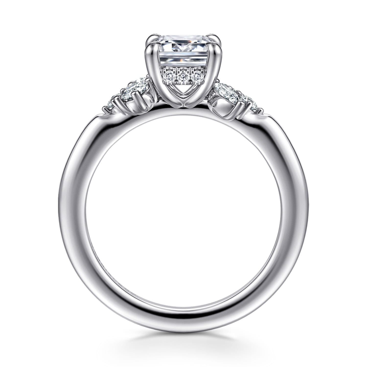 Caye - 14K White Gold Emerald Cut Diamond Engagement Ring - 0.7 ct - Shot 2