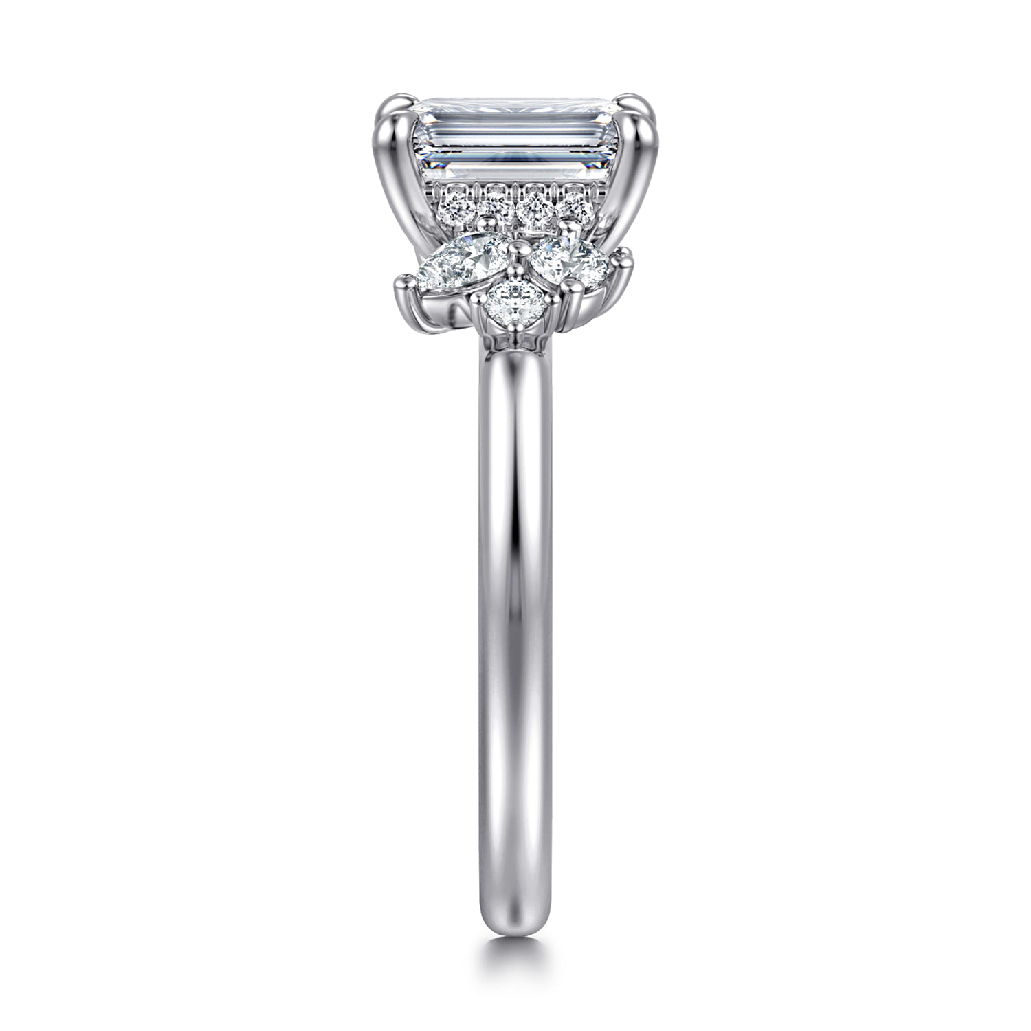 Caye - 14K White Gold Emerald Cut Diamond Engagement Ring - 0.7 ct - Shot 4