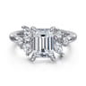 Caye - 14K White Gold Emerald Cut Diamond Engagement Ring - 0.7 ct