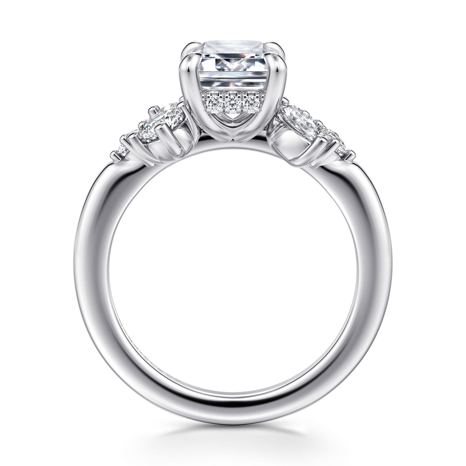 Caye - 14K White Gold Emerald Cut Diamond Engagement Ring - 0.7 ct - Shot 2