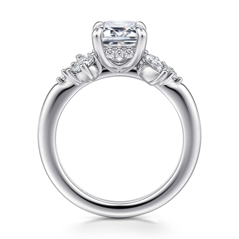 Caye - 14K White Gold Emerald Cut Diamond Engagement Ring - 0.7 ct - Shot 2
