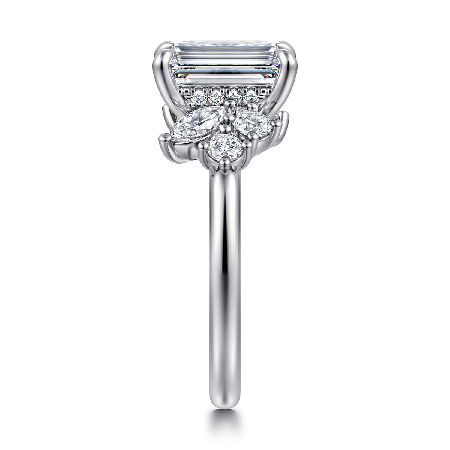 Caye - 14K White Gold Emerald Cut Diamond Engagement Ring - 0.7 ct - Shot 5