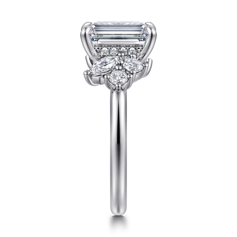 Caye - 14K White Gold Emerald Cut Diamond Engagement Ring - 0.7 ct - Shot 5