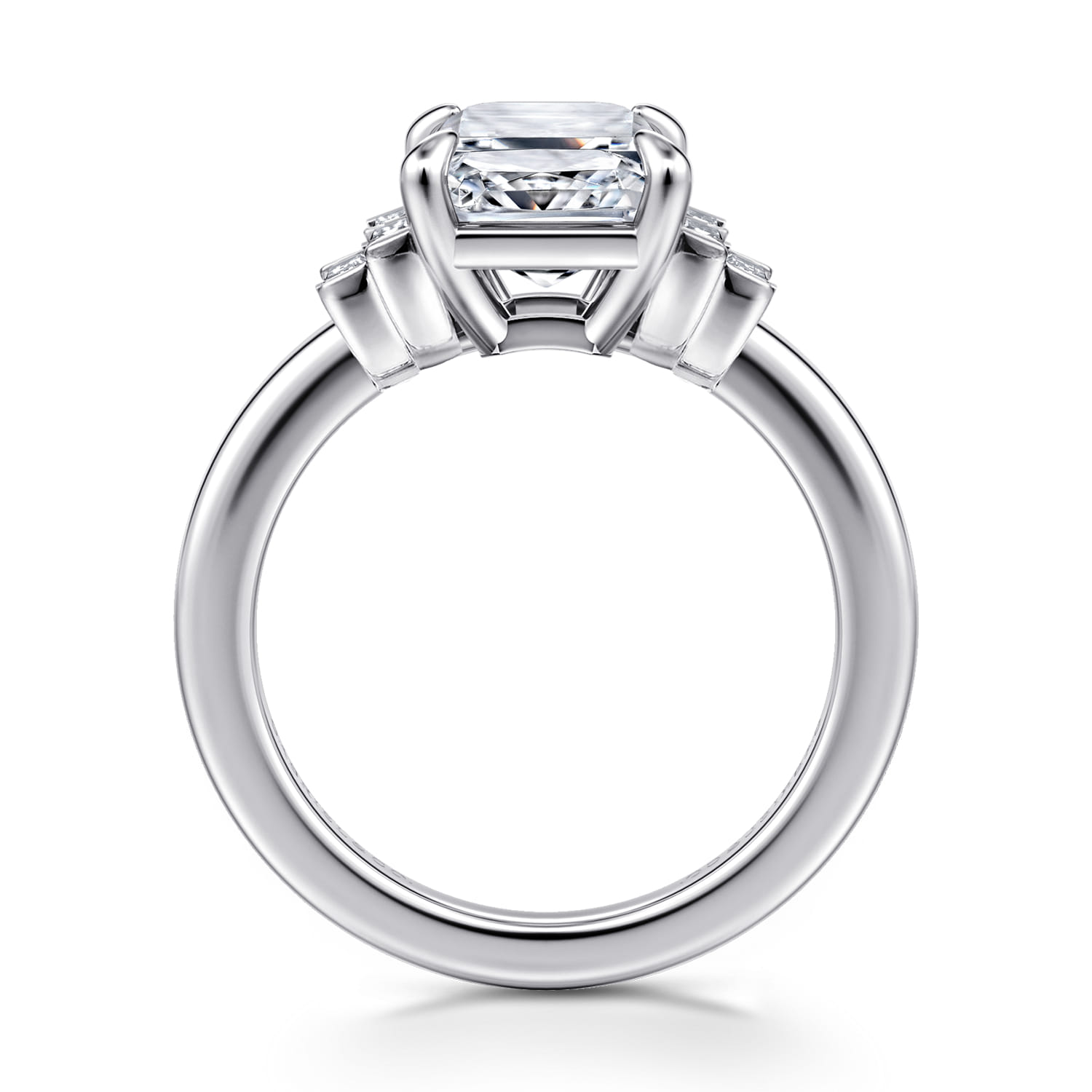 Alejandra - 14K White Gold Emerald Cut Diamond Engagement Ring - 0.35 ct - Shot 2